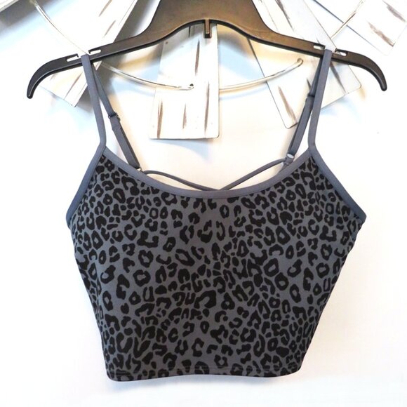 Pink Active Dark Steel Ultimate‎ Lightly Lined Leopard Gray Sport Bra Top L - Picture 2 of 9